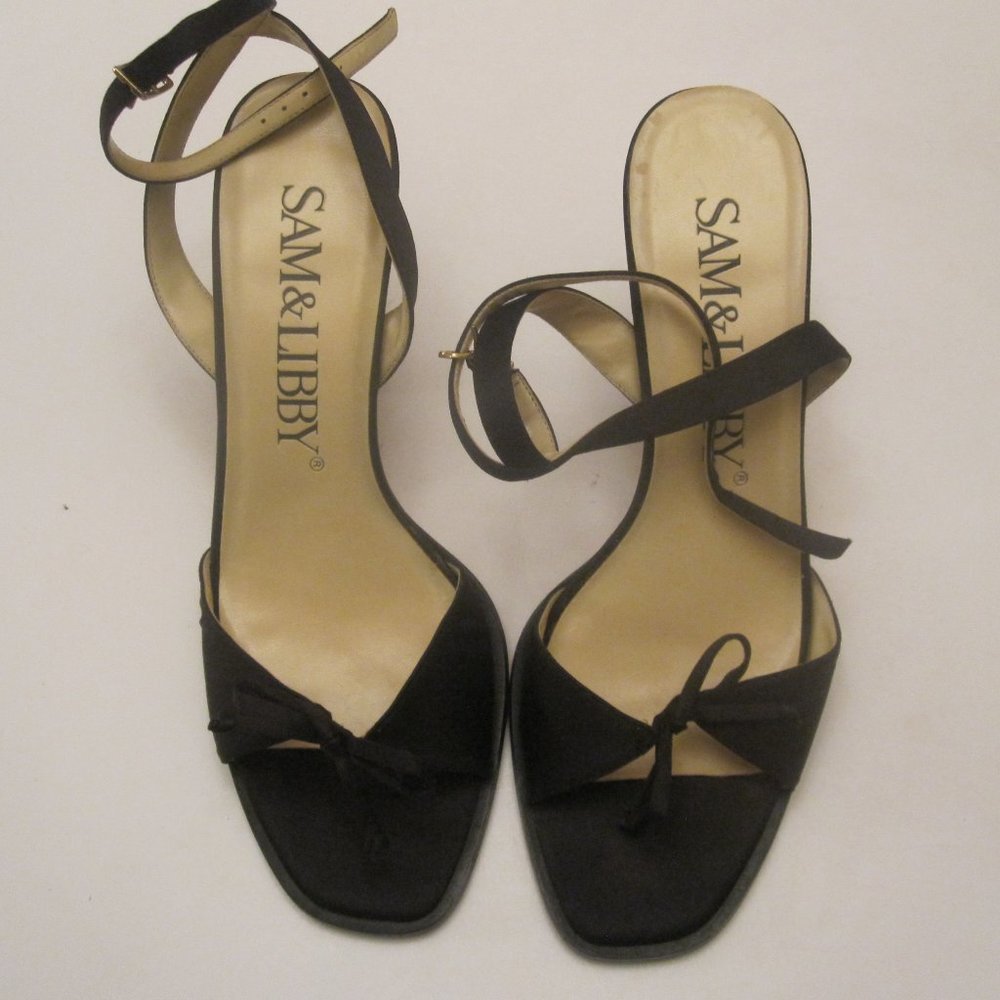 Sam&Libby Open-Toe Shoes Black Fabric Size 7M